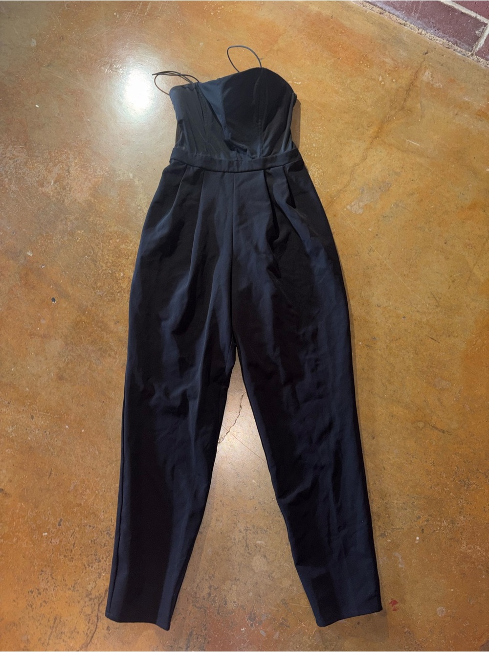 ASOS Black Strapless Jumpsuit with Spaghetti Straps